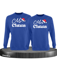 Mr. und Mrs. Claus Christmas Sweatshirt Set blau