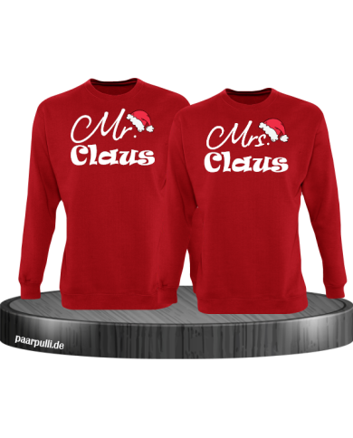 Mr. und Mrs. Claus Christmas Sweatshirt Set rot