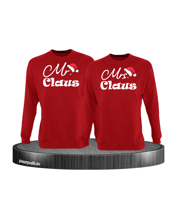 Mr. und Mrs. Claus Christmas Sweatshirt Set rot