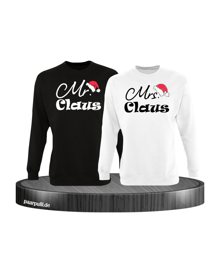 Mr. und Mrs. Claus Christmas Sweatshirt Set schwarz weiß