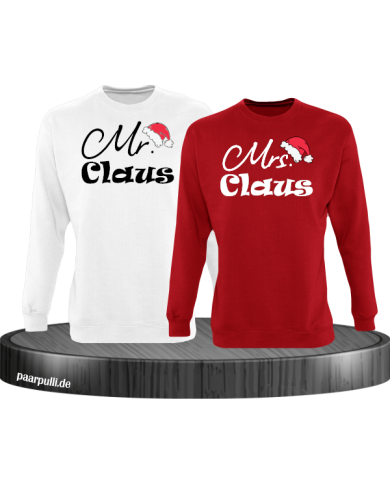 Mr. und Mrs. Claus Christmas Sweatshirt Set weiß rot