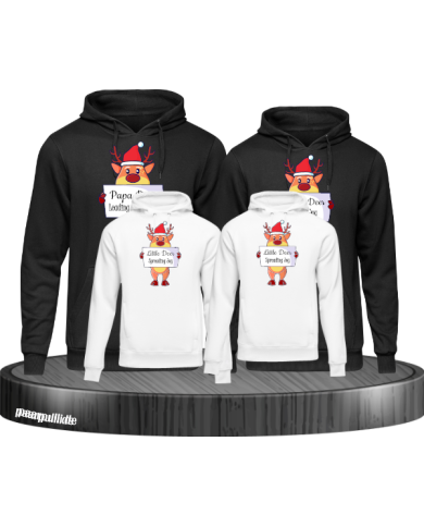 Rentier Familie Weihnachtshoodies 4er Set Familienlook Hoodie schwarz weiß
