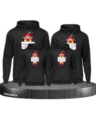 Rentier Familie Weihnachtshoodies 4er Set Familienlook Hoodie schwarz