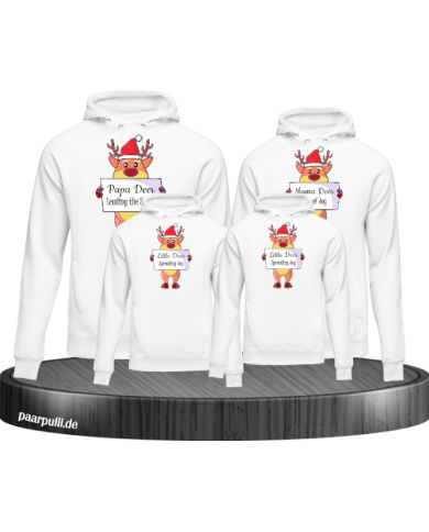 Rentier Familie Weihnachtshoodies 4er Set Familienlook Hoodie weiß