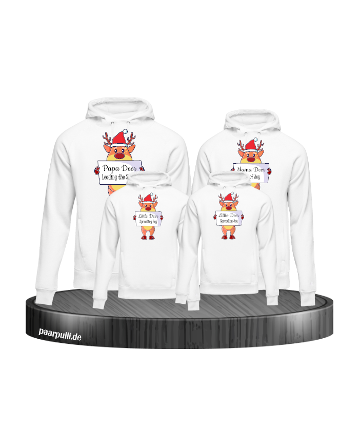Rentier Familie Weihnachtshoodies 4er Set Familienlook Hoodie weiß