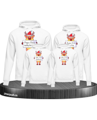 Rentier Familie Weihnachtshoodies 4er Set Familienlook Hoodie weiß