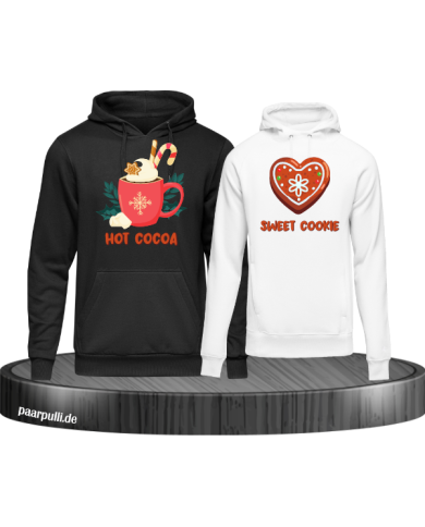 Hot Cocoa und Sweet Cookie Christmas Hoodie Set schwarz weiß