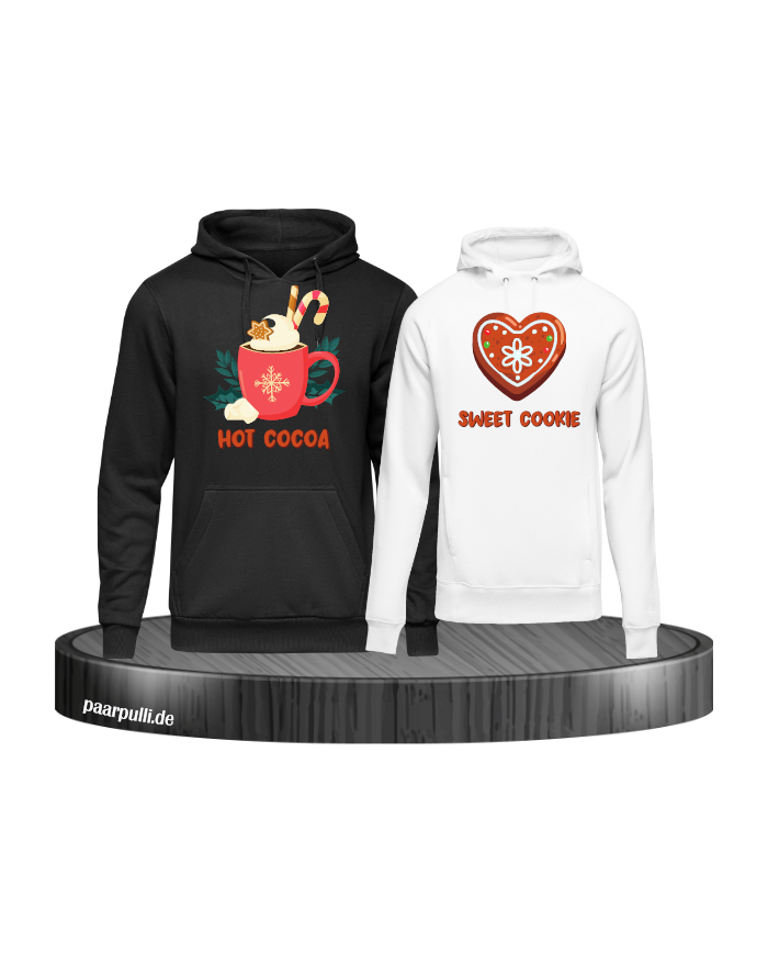 Hot Cocoa und Sweet Cookie Christmas Hoodie Set schwarz weiß