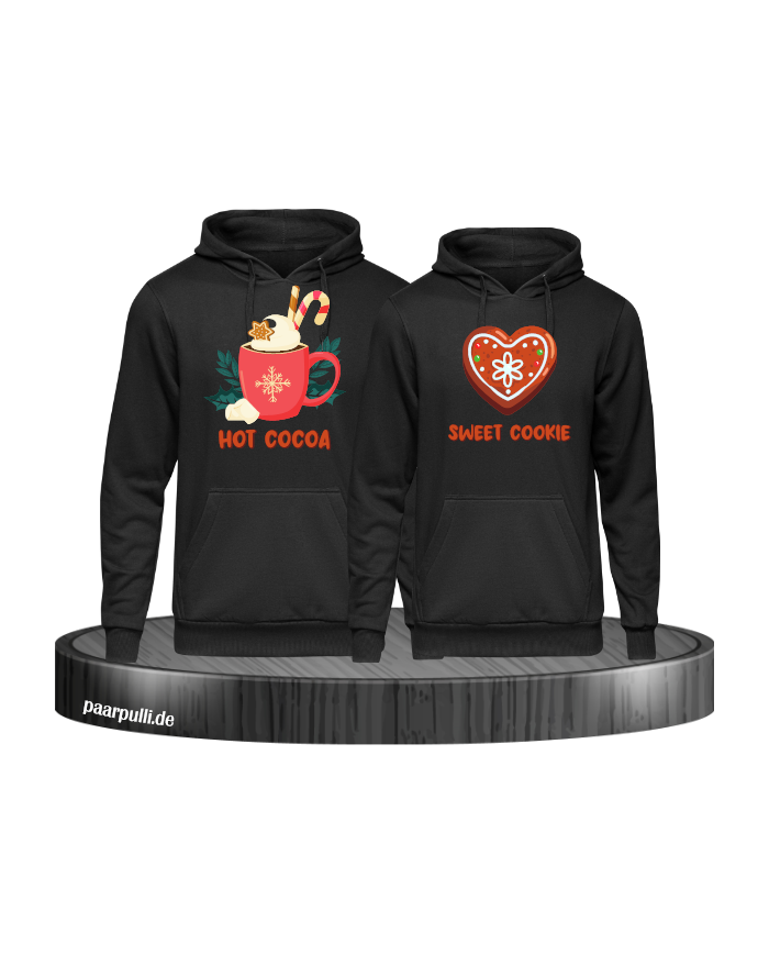 Hot Cocoa und Sweet Cookie Christmas Hoodie Set schwarz