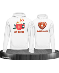 Partner Hoodie Set „Hot Cocoa & Sweet Cookie“ – Süßes Paar-Outfit für Weihnachten
