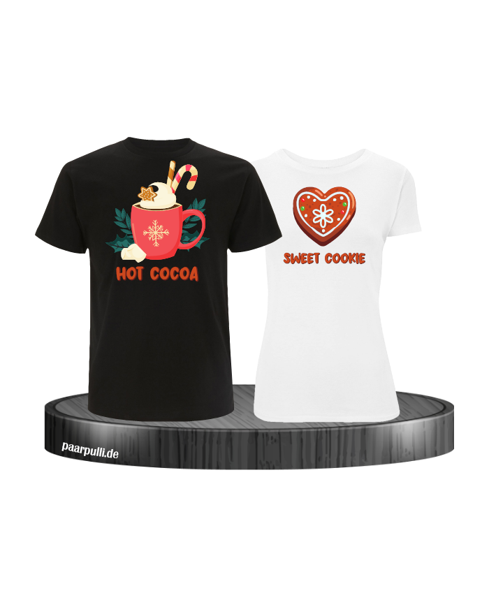 Hot Cocoa und Sweet Cookie Christmas T-Shirt Set schwarz weiß