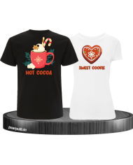 Hot Cocoa und Sweet Cookie Christmas T-Shirt Set schwarz weiß