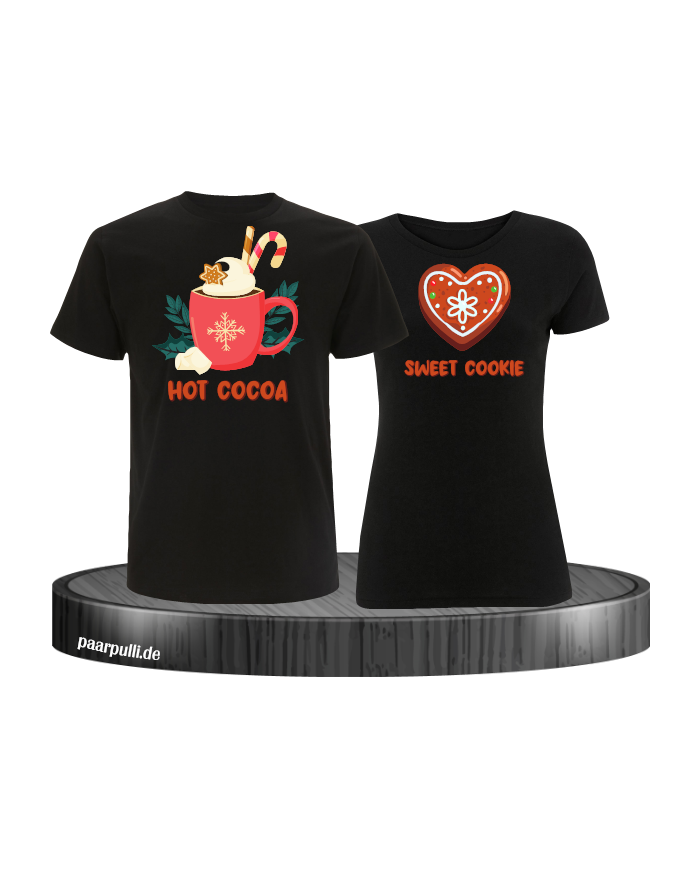 Hot Cocoa und Sweet Cookie Christmas T-Shirt Set schwarz