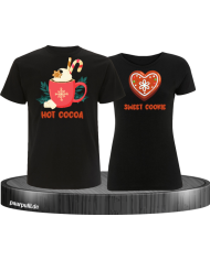 Hot Cocoa und Sweet Cookie Christmas T-Shirt Set schwarz