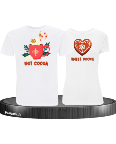 Hot Cocoa und Sweet Cookie Christmas T-Shirt Set weiß