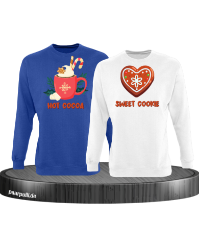 Hot Cocoa und Sweet Cookie Christmas Sweatshirt Set blau weiß