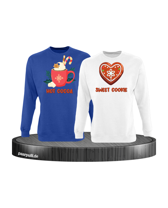Hot Cocoa und Sweet Cookie Christmas Sweatshirt Set blau weiß