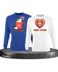 Hot Cocoa und Sweet Cookie Christmas Sweatshirt Set blau weiß