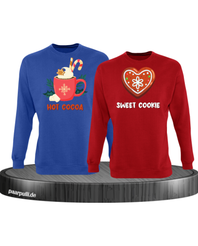 Hot Cocoa und Sweet Cookie Christmas Sweatshirt Set blau rot