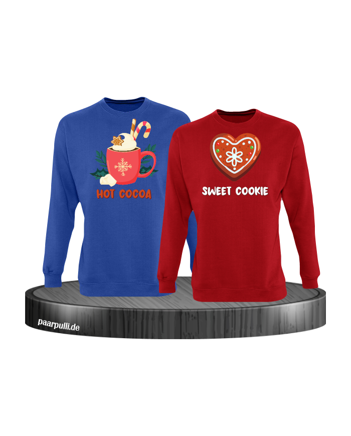 Hot Cocoa und Sweet Cookie Christmas Sweatshirt Set blau rot