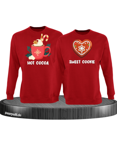 Hot Cocoa und Sweet Cookie Christmas Sweatshirt Set rot