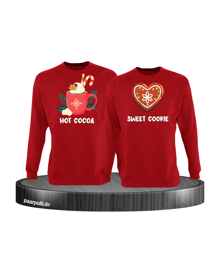 Hot Cocoa und Sweet Cookie Christmas Sweatshirt Set rot