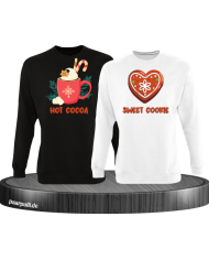 Hot Cocoa und Sweet Cookie Christmas Sweatshirt Set schwarz weiß