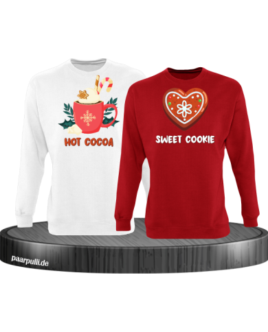 Hot Cocoa und Sweet Cookie Christmas Sweatshirt Set weiß rot