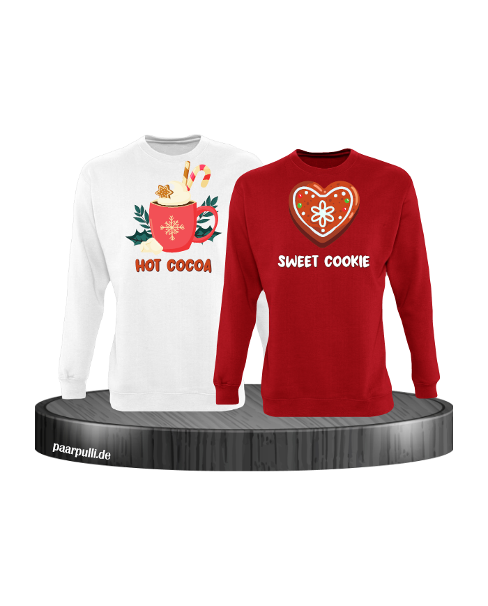 Hot Cocoa und Sweet Cookie Christmas Sweatshirt Set weiß rot