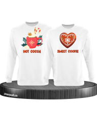 Hot Cocoa und Sweet Cookie Christmas Sweatshirt Set weiß