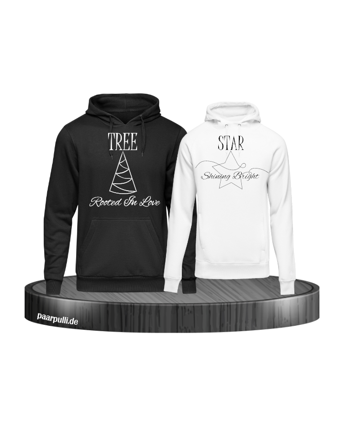 Rooted in Love und Shining Bright Christmas Hoodie Set schwarz weiß
