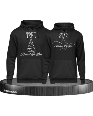 Rooted in Love und Shining Bright Christmas Hoodie Set schwarz