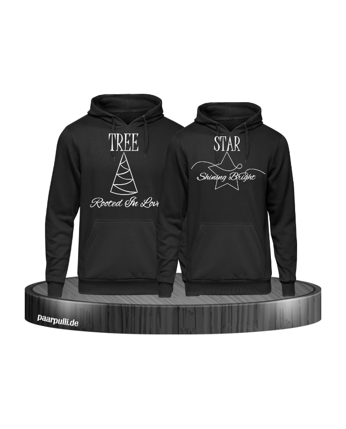 Rooted in Love und Shining Bright Christmas Hoodie Set schwarz