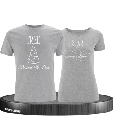 Rooted in Love und Shining Bright Christmas T-Shirt Set grau