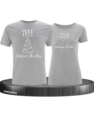 Rooted in Love und Shining Bright Christmas T-Shirt Set grau