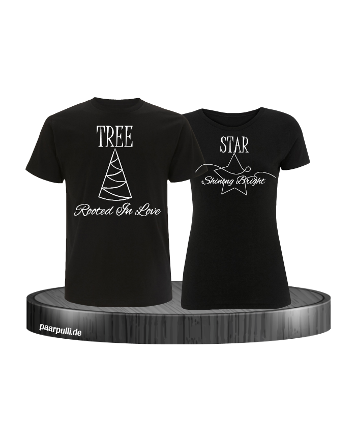 Rooted in Love und Shining Bright Christmas T-Shirt Set schwarz