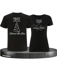 Rooted in Love und Shining Bright Christmas T-Shirt Set schwarz