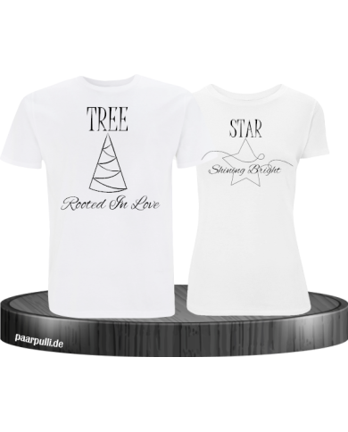 Rooted in Love und Shining Bright Christmas T-Shirt Set weiß
