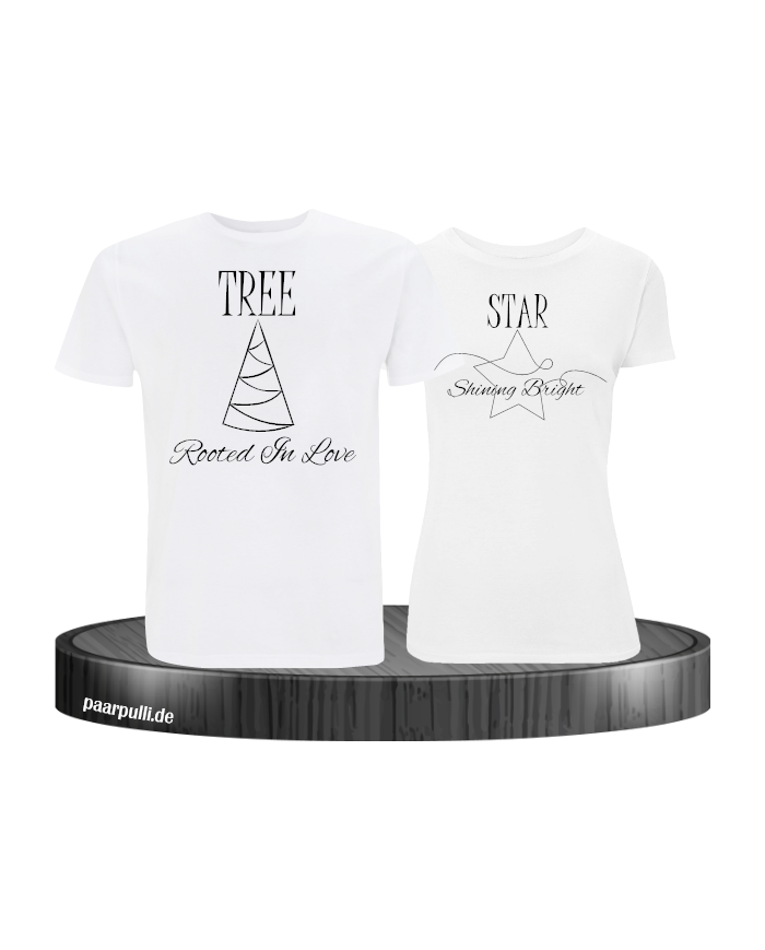 Rooted in Love und Shining Bright Christmas T-Shirt Set weiß