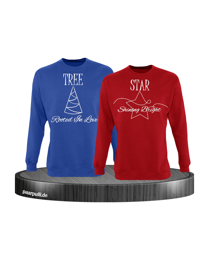 Rooted in Love und Shining Bright Christmas Sweatshirt Set blau rot