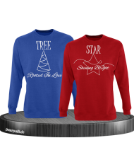 Rooted in Love und Shining Bright Christmas Sweatshirt Set blau rot