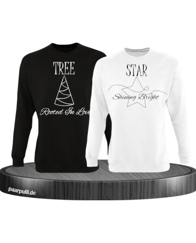 Rooted in Love und Shining Bright Christmas Sweatshirt Set schwarz weiß