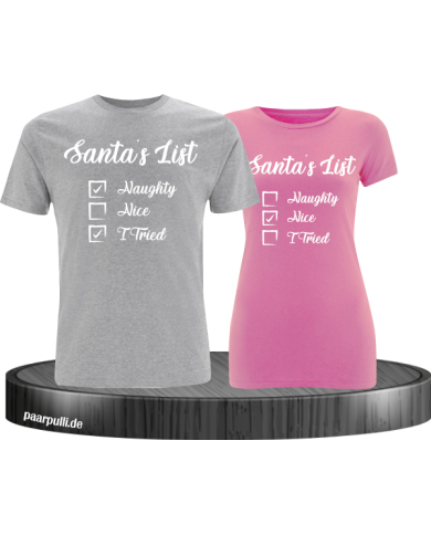 Santa's List Christmas T-Shirt Set grau rosa