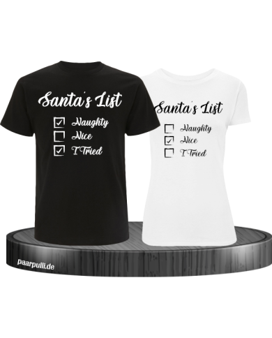 Santa's List Christmas T-Shirt Set schwarz weiß