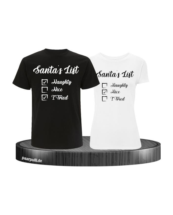 Santa's List Christmas T-Shirt Set schwarz weiß
