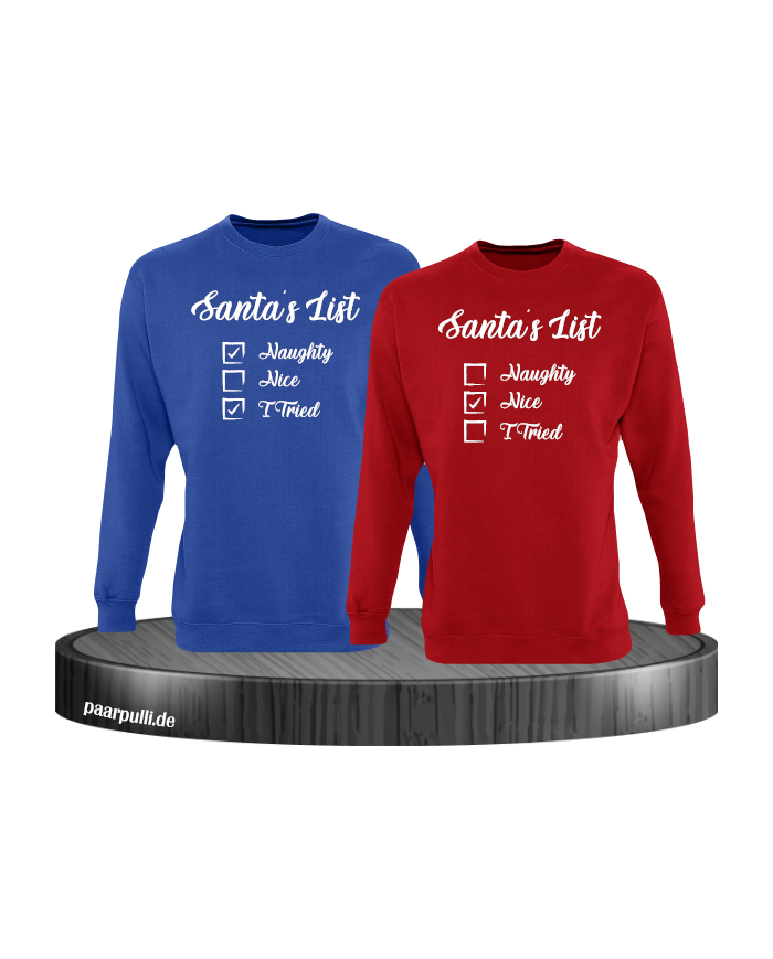 Santa's List Christmas Sweatshirt Set blau rot