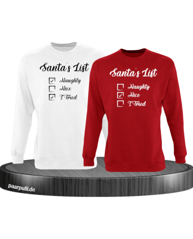 Santa's List Christmas Sweatshirt Set weiß rot