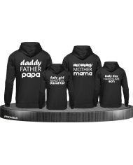 Familienlook Hoodies Daddy, Mommy, Baby Girl und Baby Boy