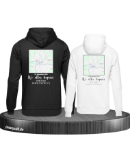 Wo alles begann - persönliche Karte Partnerlook Hoodie schwarz weiß