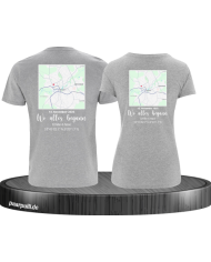 Wo alles begann - persönliche Karte Partnerlook T-Shirt grau